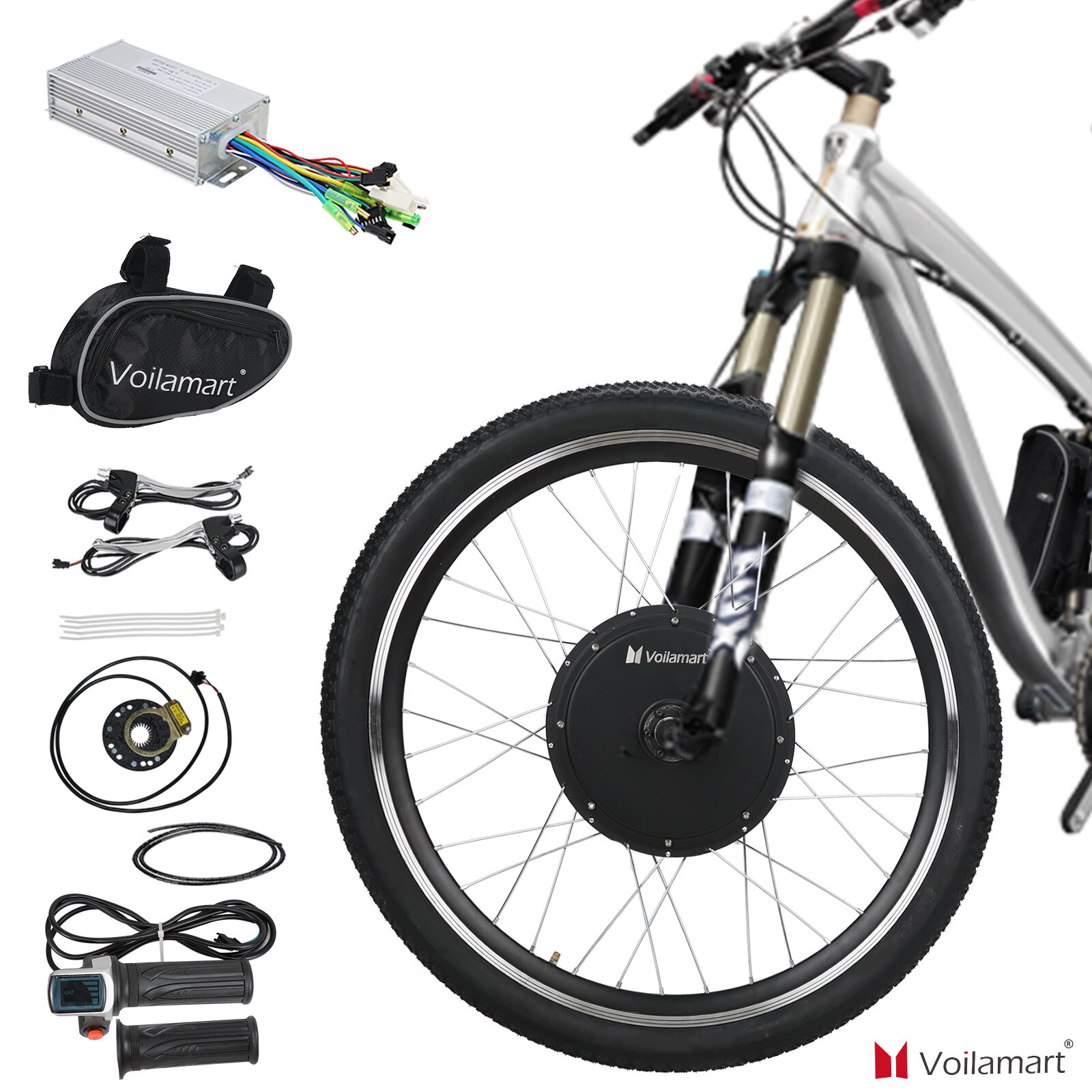 Voilamart 26" Front Wheel Electric Bicycle Motor Conversion Kit 36V 500W E-Bike