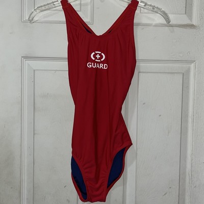 Adoretex Life Guard Swimsuit Womens Sz 32 Small 4-6Xtra Life Lycra One Piece Red