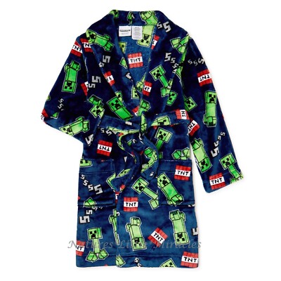 Minecraft Robe Boys Size 4-10 Pajamas or Swimsuit Cover Up Girl Bathrobe S M NWT