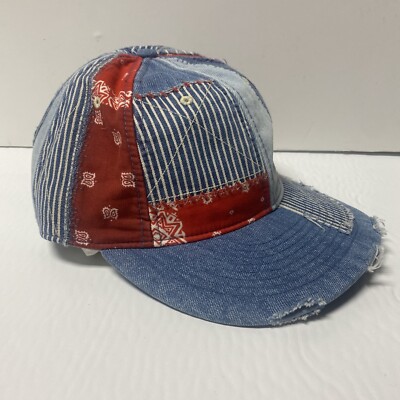 Ralph Lauren Polo Denim & Supply Patchwork Bandana Denim Baseball Cap Hat Multi