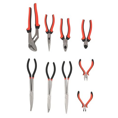 9X Mechanic Pliers Tool Set W/ Storage Tray Long Nose Combination Side