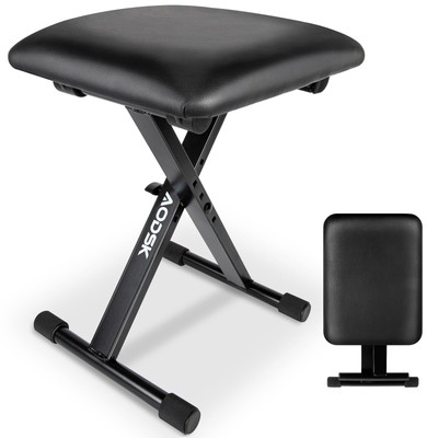 Keyboard Bench X-Style Cushion Padded,Piano Bench Adjustable Collapsible Stoo...