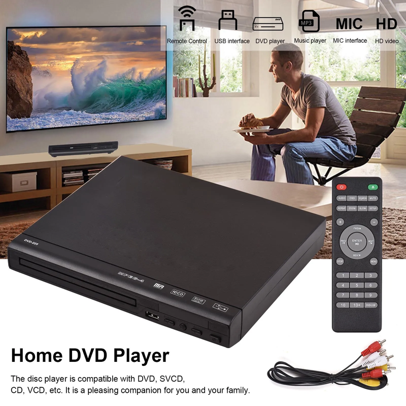DVD CD Disc Player DVD-225 Home DVD Player DVD CD Disc Player Digital Multimedia