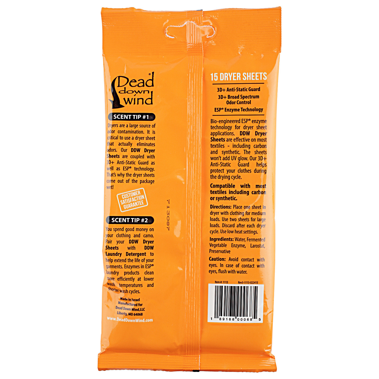 Dead Down Wind Broad Spectrum Odor Control Dryer Sheets