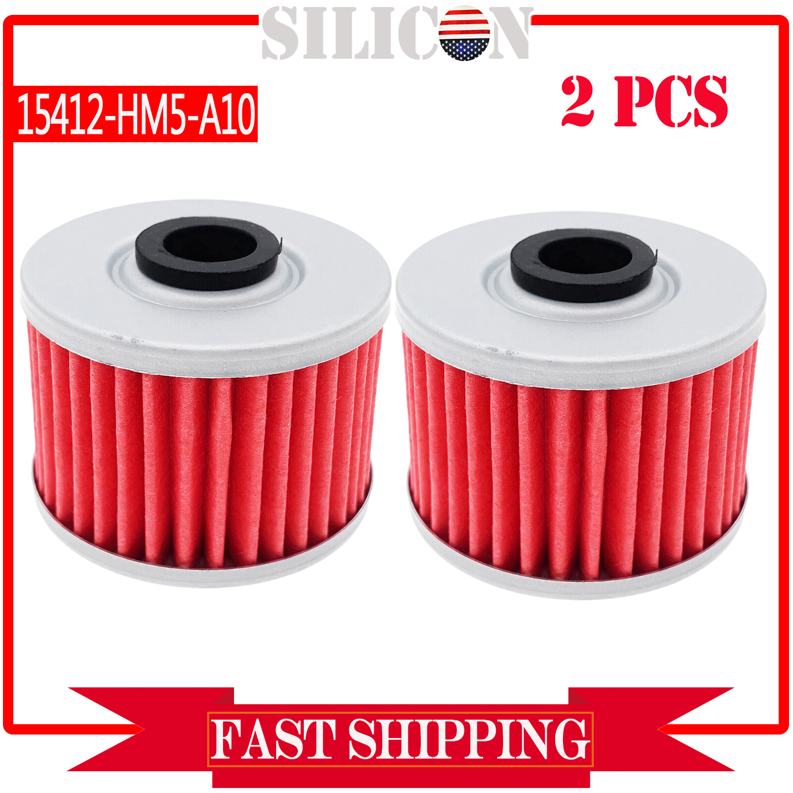 2 PCS Oil Filter 15412-HM5-A10 For Honda Fourtrax Rancher Foreman 2x4 4x4 KN113
