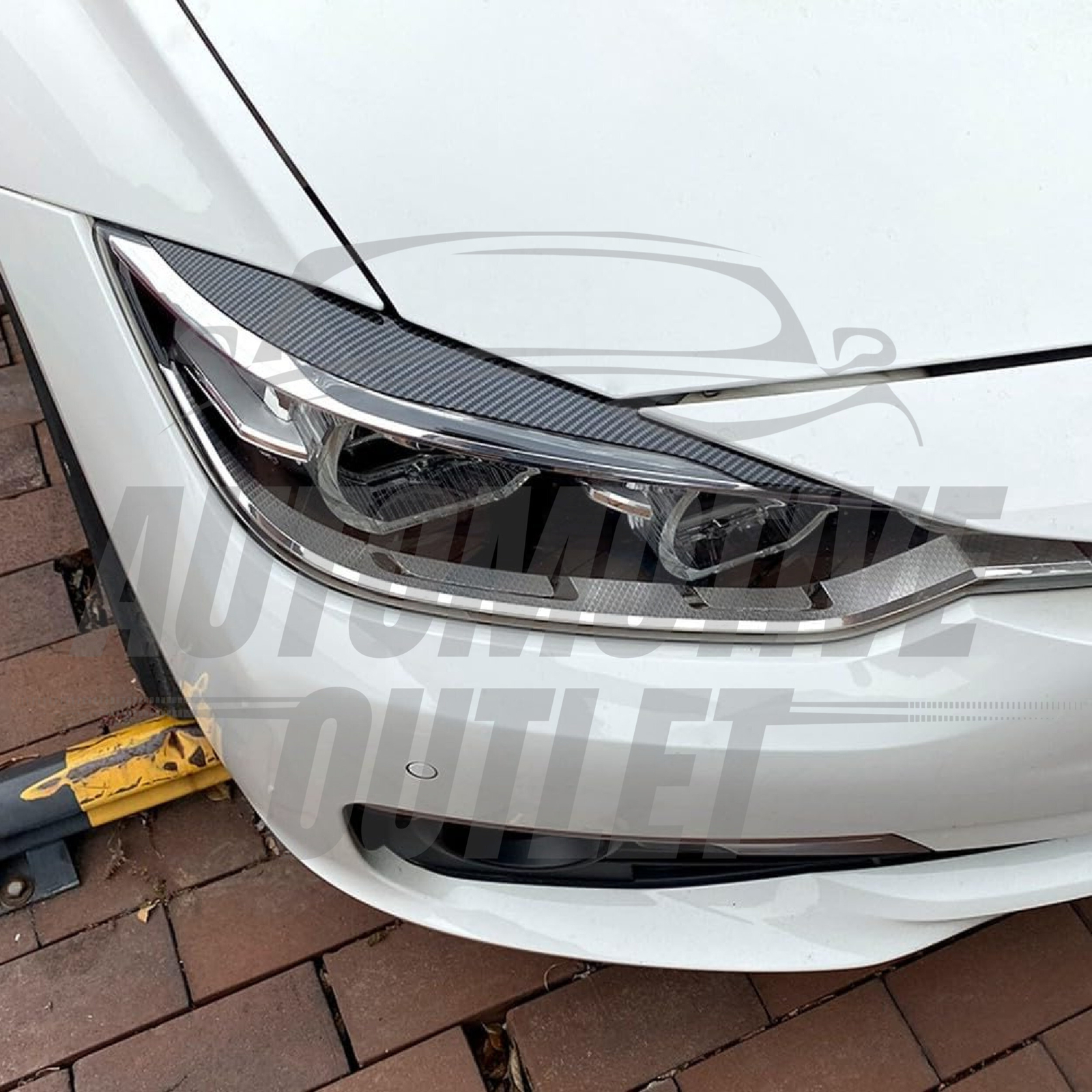 2X HEADLIGHT EYEBROW EYELID COVER CARBON FIBER FOR BMW 3SERIES F30 F31 2012-2018 8