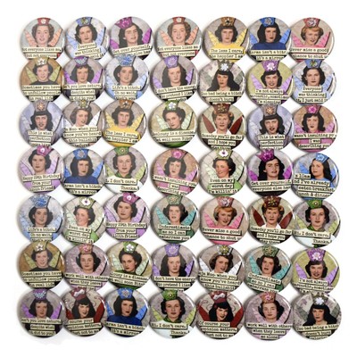 Funny Retro Snark Girls Pin Badges x 50 Bulk 32mm Badge Lot