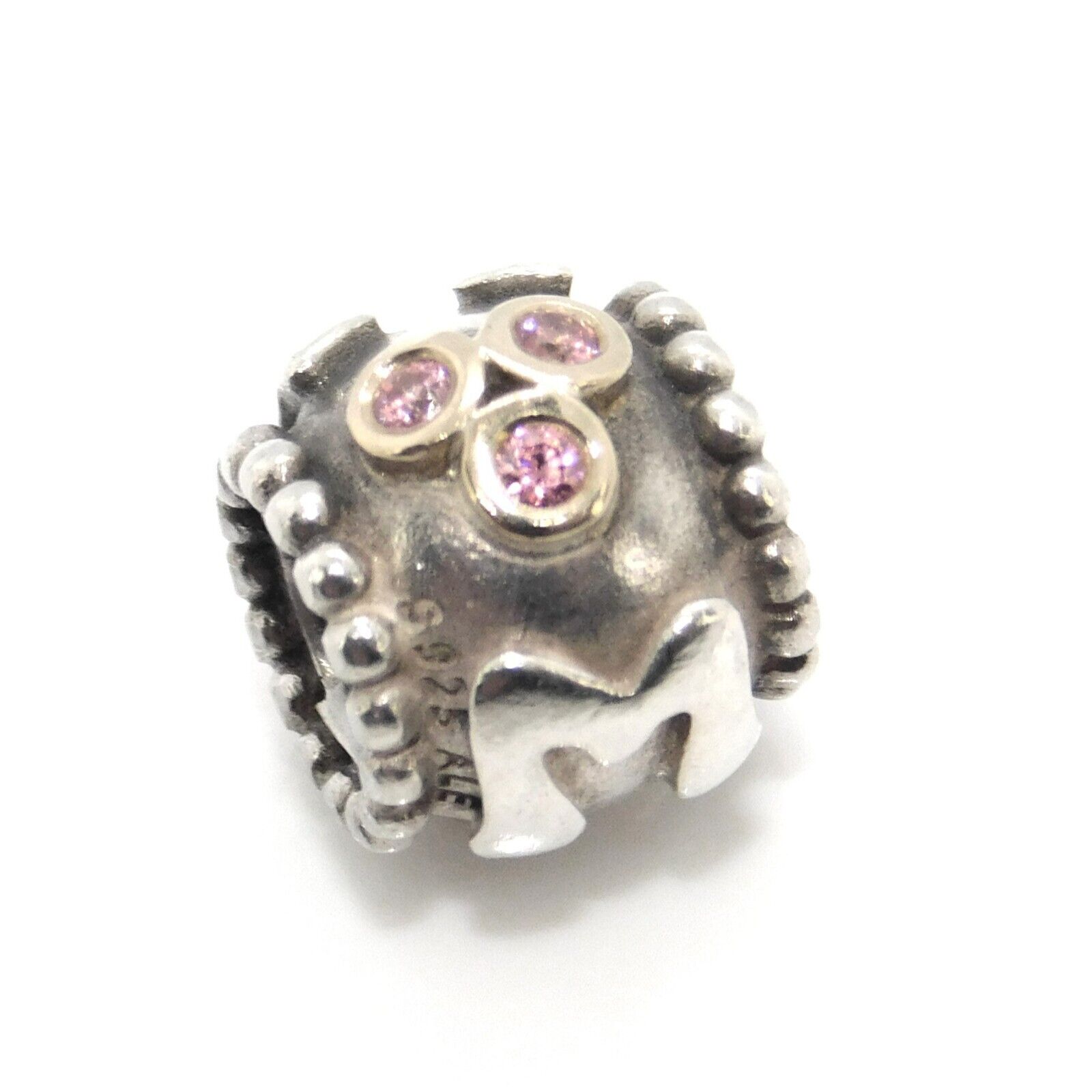 PANDORA 925 Sterling Silver & 14K Mom Pink CZ Charm Bead PANDORA 925 Sterling Silver & 14K Mom Pink CZ Charm Bead