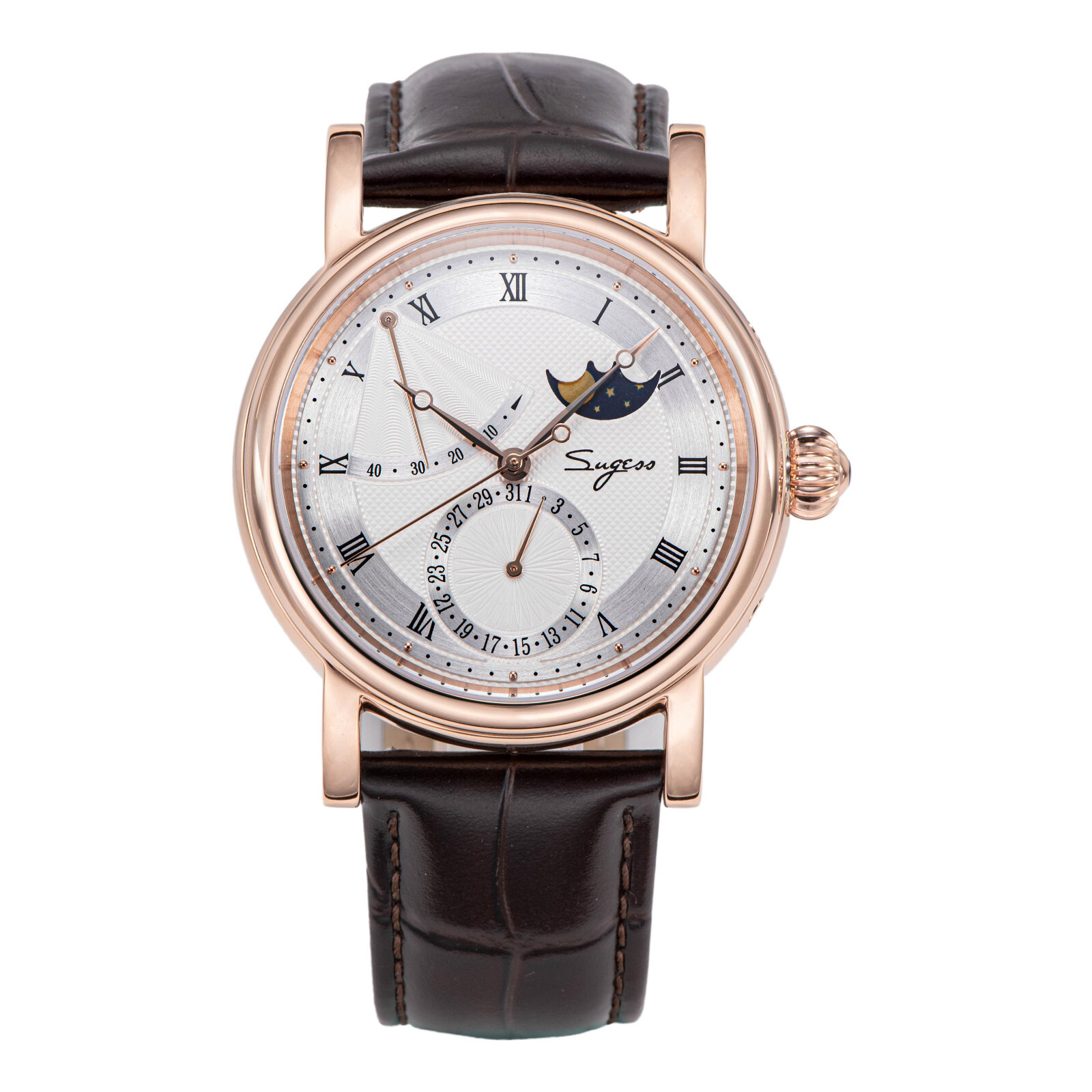 Pre-owned Sugess Moonphase Master High Beat Mechanical Mens Watch Seagull 1963 Su2153gw