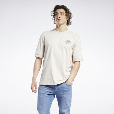 

Футболка Reebok Classics Archive SS Lifestyle мужская спортивная повседневная футболка с лепниной, Бежевый, Reebok Classics Archive SS Lifestyle T-Shirt