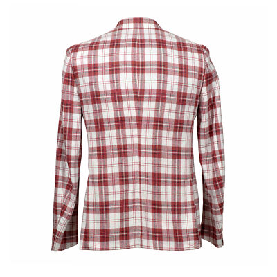 Pre-owned Isaia Men's 100% Wool Casual Plaid Blazer /sports Coat Drop 8 In Red