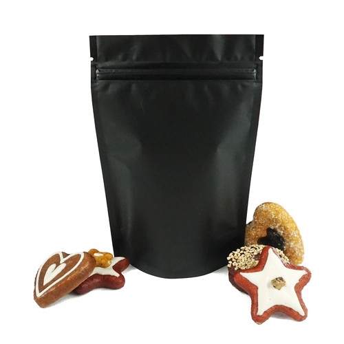 100 Matte Black Food Safe Mylar Foil Favor Treat Bags, Resealable Snack Pouches