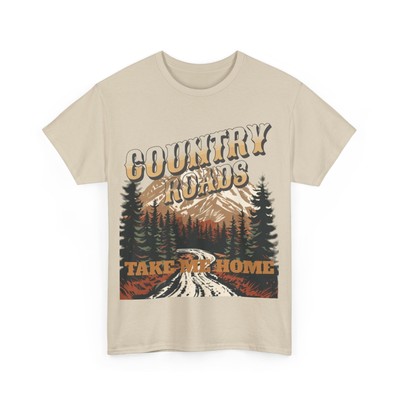 Mountain Road Unisex Heavy Cotton Tee, Nature Lover Shirt, Outdoor Adventure