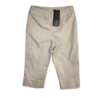 Marla Wynne Womens Capris Pants Pull On Stretch Clam Diggers Flat Front Tan 4