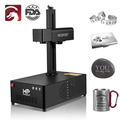 Monport 30w Fiber Laser Marking Machine Electric Lifting Laser Cutter Engraving