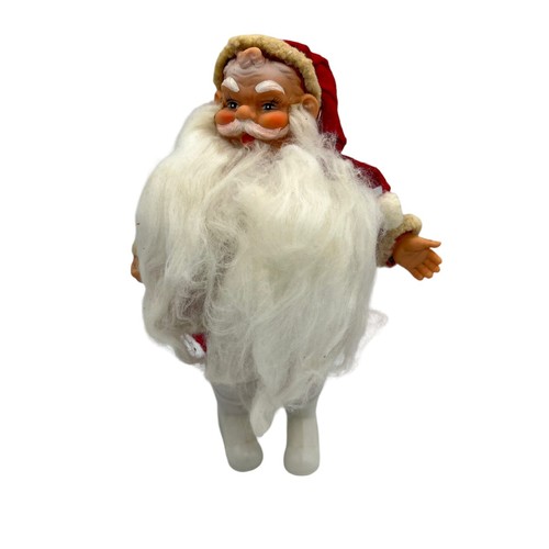 Vntage Santa Claus Figure Rubber Face Hands MCM Christmas