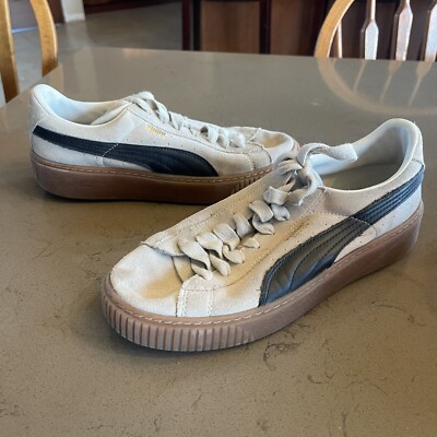 Puma Basket Suede Platform Trainers 63559-01 Oatmeal/Beige/Gum UK7/US9.5/EU40.5