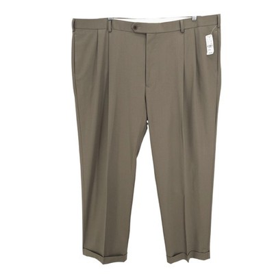 NWT BROOKS BROTHERS 1818 Brown Madison Fit 100% Wool Dress Pants Size 48x32