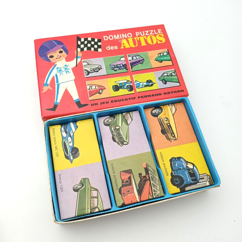 Domino Puzzle Des Autos -  Fernand Nathan 1970 - Jeu Vintage Tbe