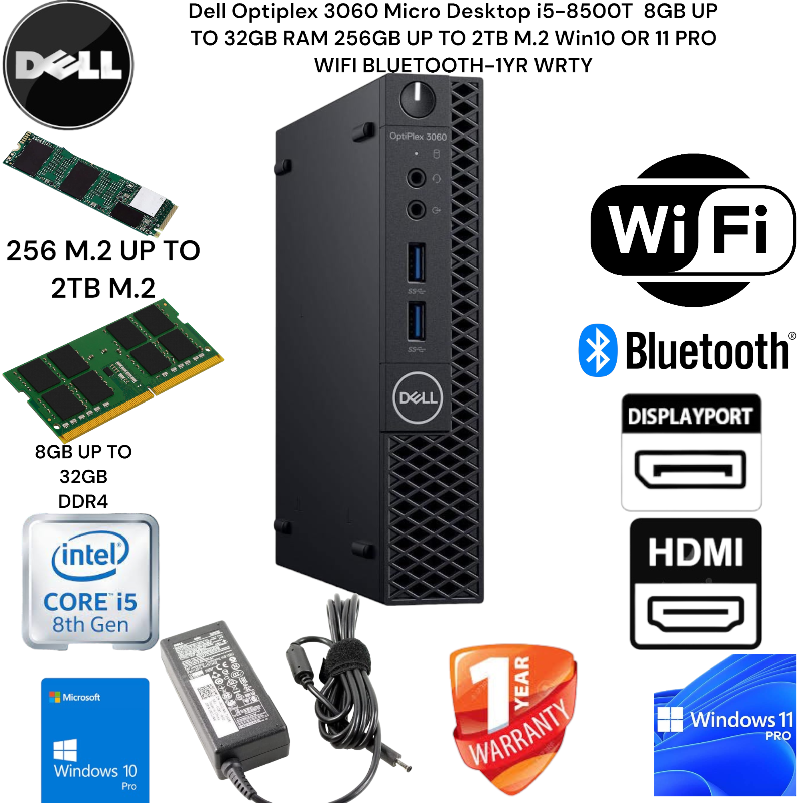 Computer I5 8th | Dell Optiplex 3060 Micro Desktop Pc