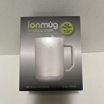 12oz Ion Mug with Charging Coaster & LED Temperature Indicator. Used. Tested