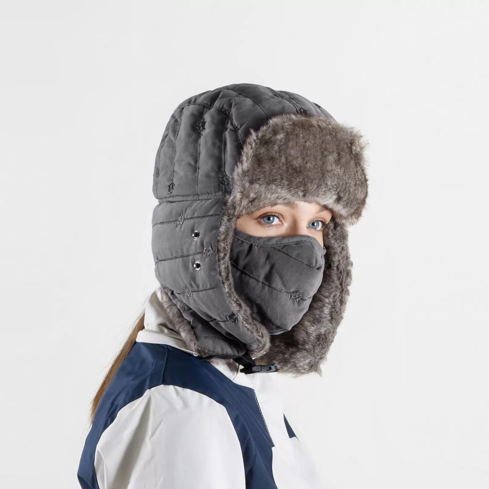 Winter Thermal Fur Lined Aviator Hat with Ear Flap Full Face Cover for Men Women