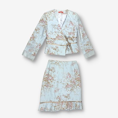 Y2K Alain Manoukian Two Piece Jacket & Skirt Blue Small