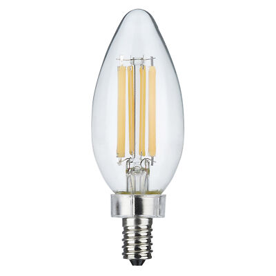 LED Dimmable Filament Candle 8W =75W Candelabra E12 C11 Clea