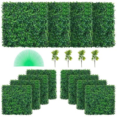 12pcs Artificial Boxwood Mat Wall Hedge Decor Privacy Fence Panels Grass 20x20''