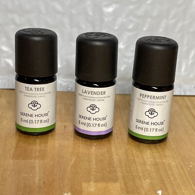 Serene House Essential Oils - Pack of 3  - Tea Tree, Lavender, Peppermint