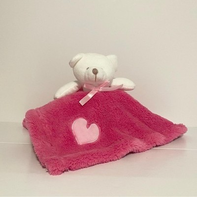 Cutie Pie Heart Teddy Bear Lovey Pink Lovie Security Blanket Baby Girl