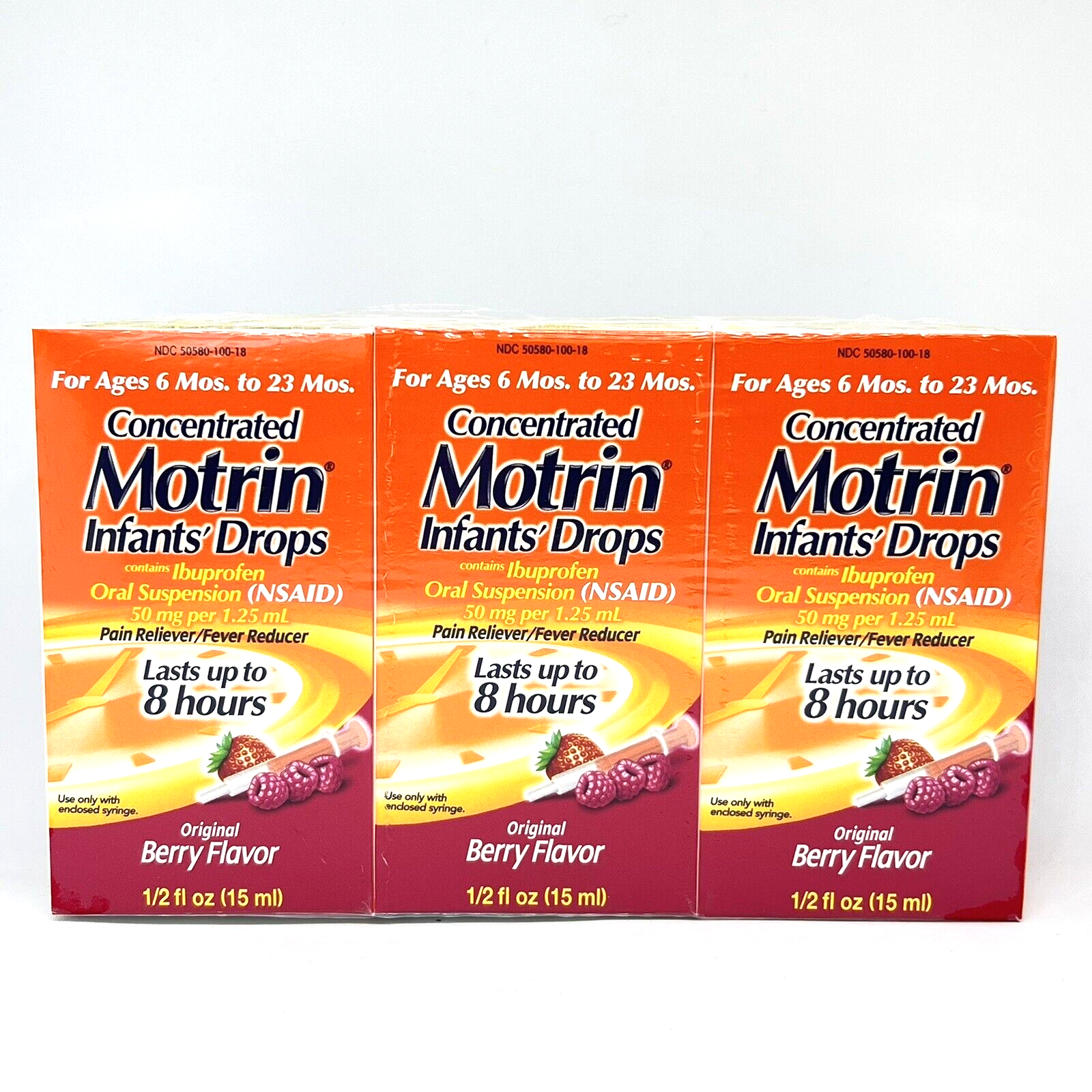 Motrin Infants Concentrated Drops Berry 0.5Oz Easy Dosage Syringe Exp: 07/24 6ct