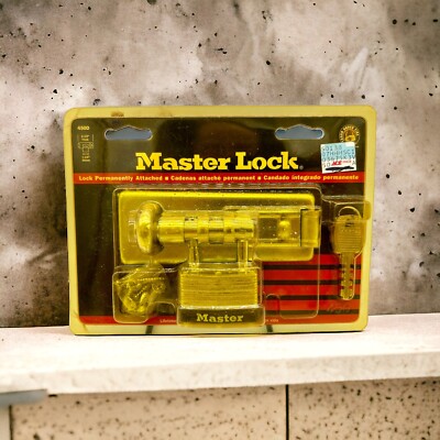 New Vtg 1998 Master Lock 450D Hardened Steel Hasplock Lock Permanently Attached