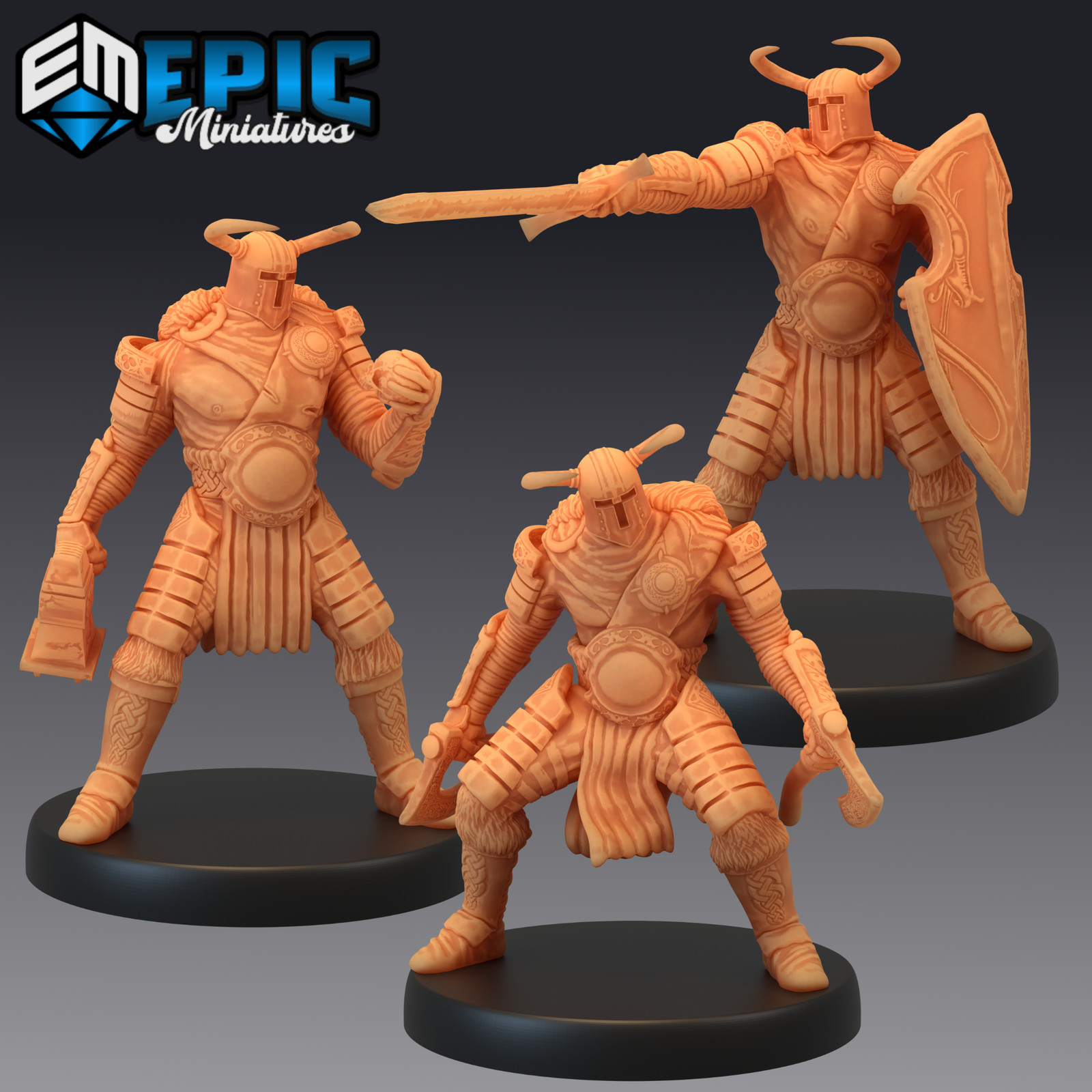 Helmed Barbarian, Dungeons and Dragons Miniatures, D&D, Epic Miniatures, Fantasy