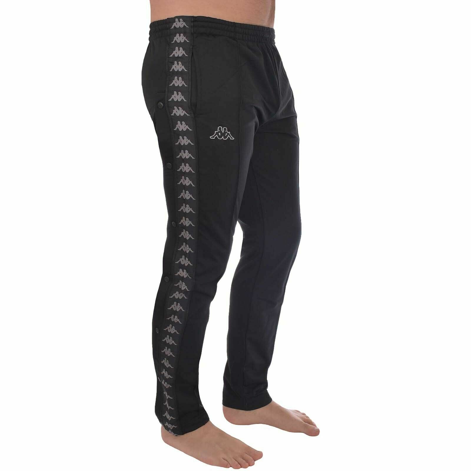 Kappa 222 Banda Astoria Snaps Slim Black-Grey Casual Retro Trousers | eBay