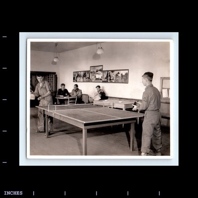Vintage Photo ARMY MEN SOLDIERS PING-PONG TABLE