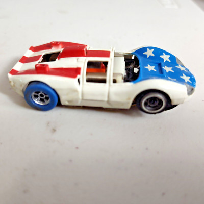 TYCO Pro HO Slot Car Chaparral 2D Stars & Stripes Vintage Brass Pan Chassis