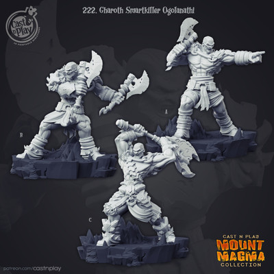 3D Printed Miniature Gharoth Ogolanathi Cast N Play Mount Magma D&D 28mm 