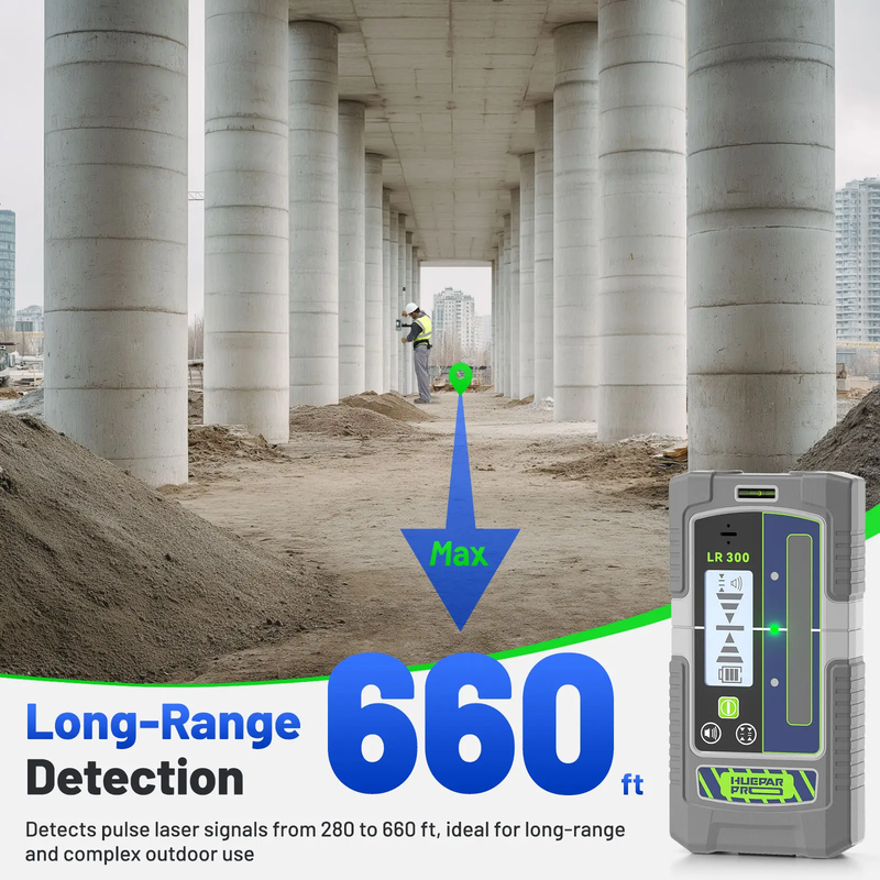 LR300 Laser Level Receiver Detector Suitable for Red and Green Line With Dual Bu