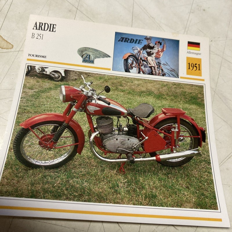 Ardie B251 250 1951 Carte Moto Collection Atlas Allemagne