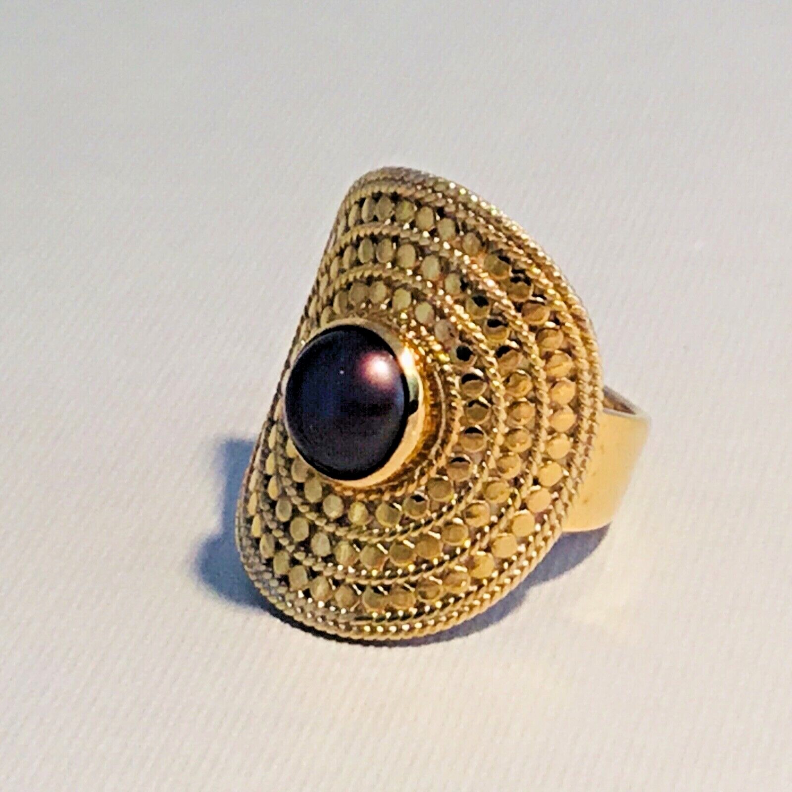 Pre-owned Anna Beck Gold Vermeil / Sterling Silver 8 Mm Pearl Shield Ring Size 9