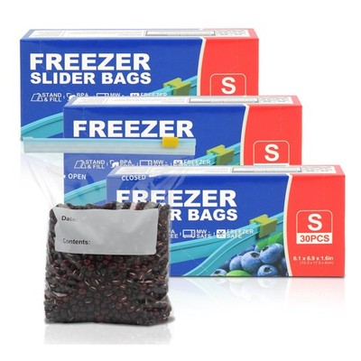 90PCS Zip Lock Food Storage Freezer Bags, TAIYUNWEI Reusable Small Freezer Ba...