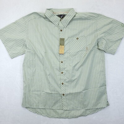Ducks Unlimited Short Sleeve Shirt Mens XL Olive White Drake Waterfowl Button-Up