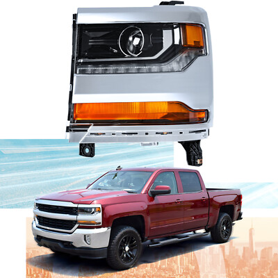 Driver LH Headlight Headlamp w/LED For 2016-2018 Chevy Silverado 1500 HID/Xenon