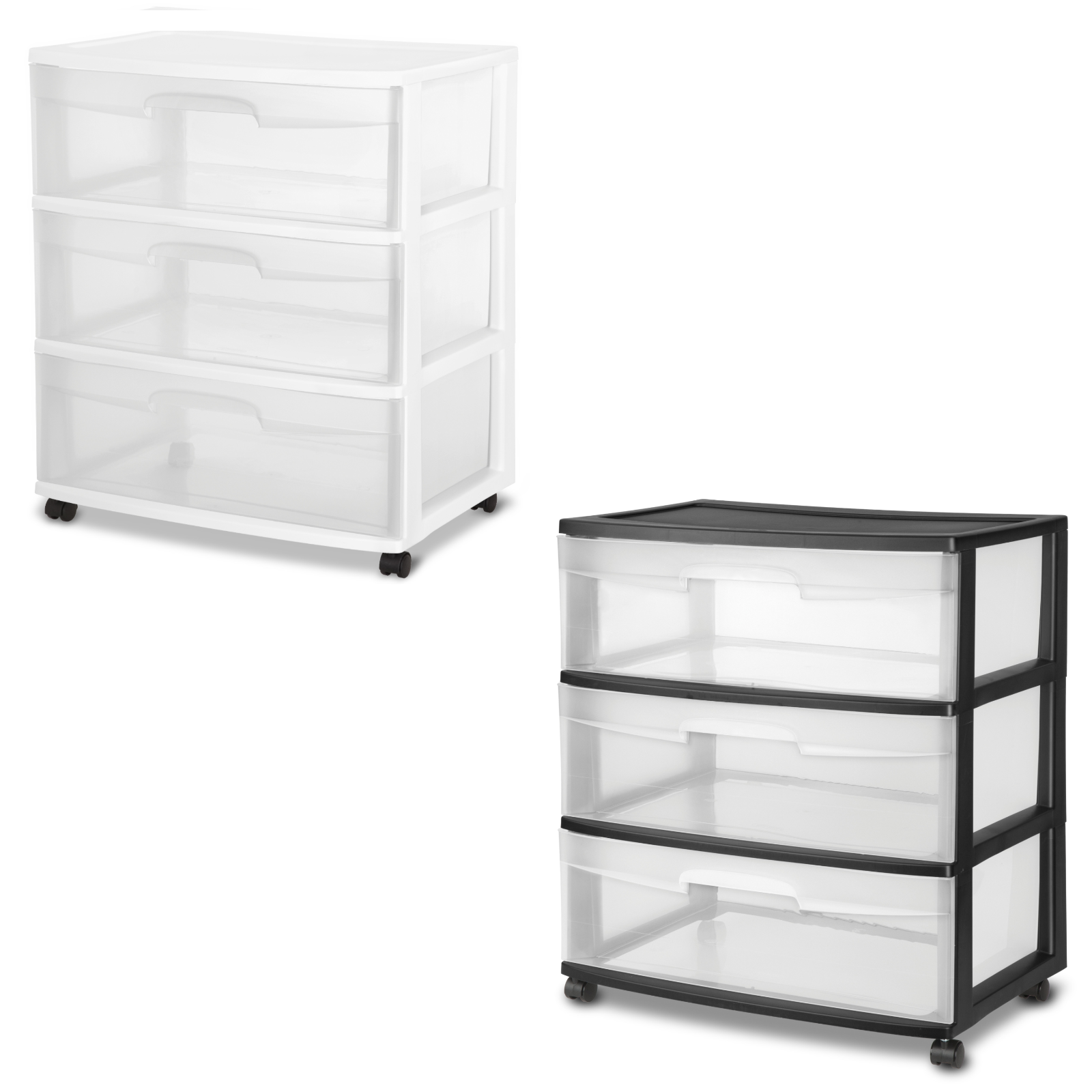 Homz Wide 3 Drawer Plastic Cart With Wheels Deep Purple For Sale