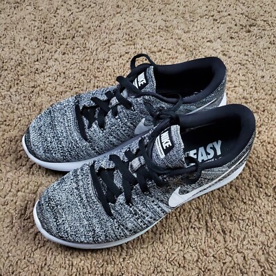 Nike LunarEpic Shoes Womens 7 Oreo Black Low Flyknit Running Sneakers 843765-001