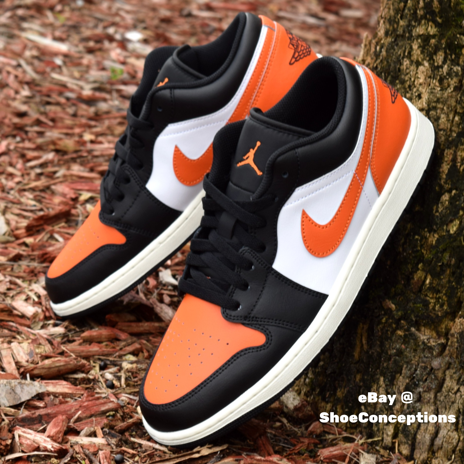 Nike Air Jordan 1 Low ブラック/オレンジ Nike Air Jordan 1 Low Shoes Black Starfish White 553558-081