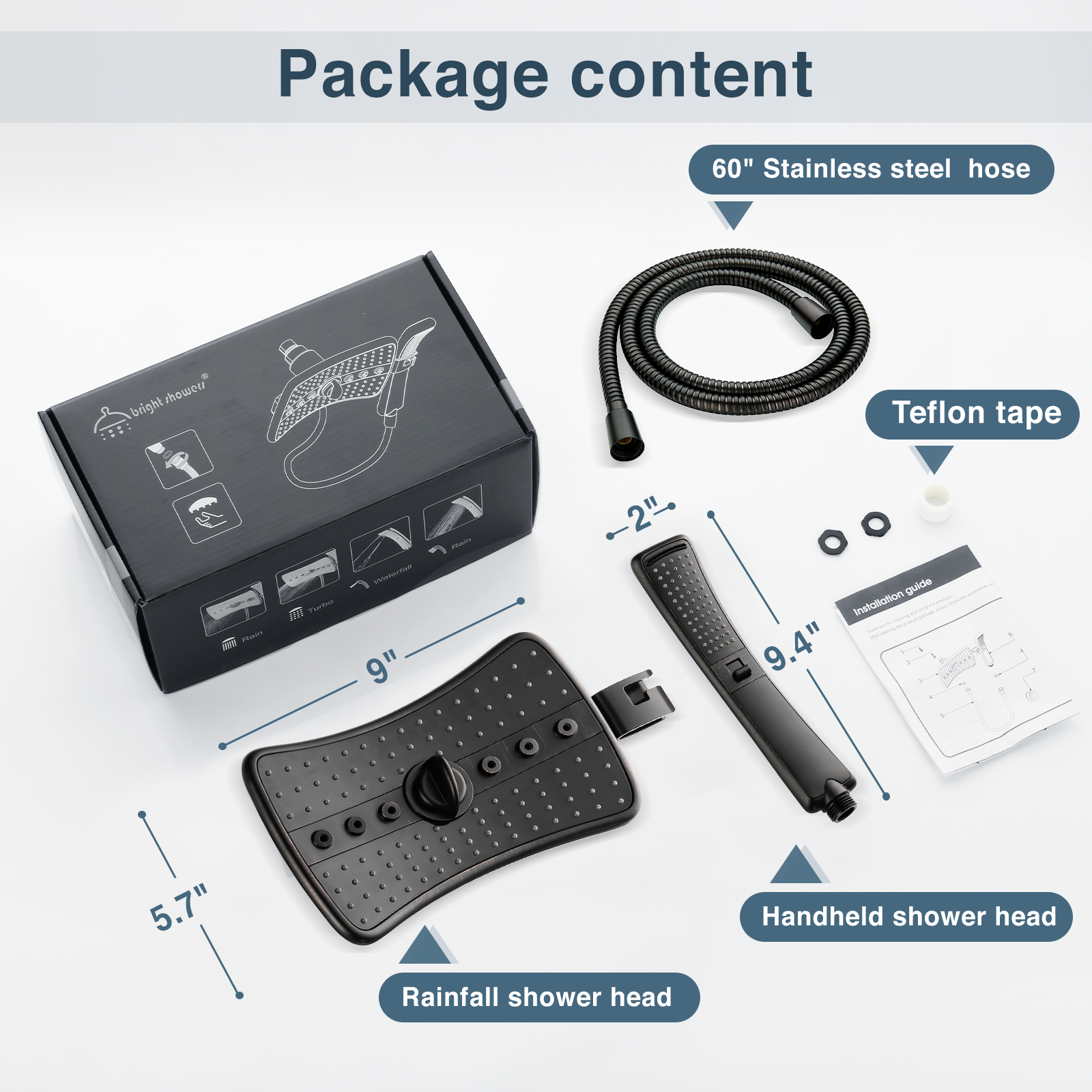 Bright Showers Multi Function Rain Oil Rubbed Bronze Shower Head PSS3919-06