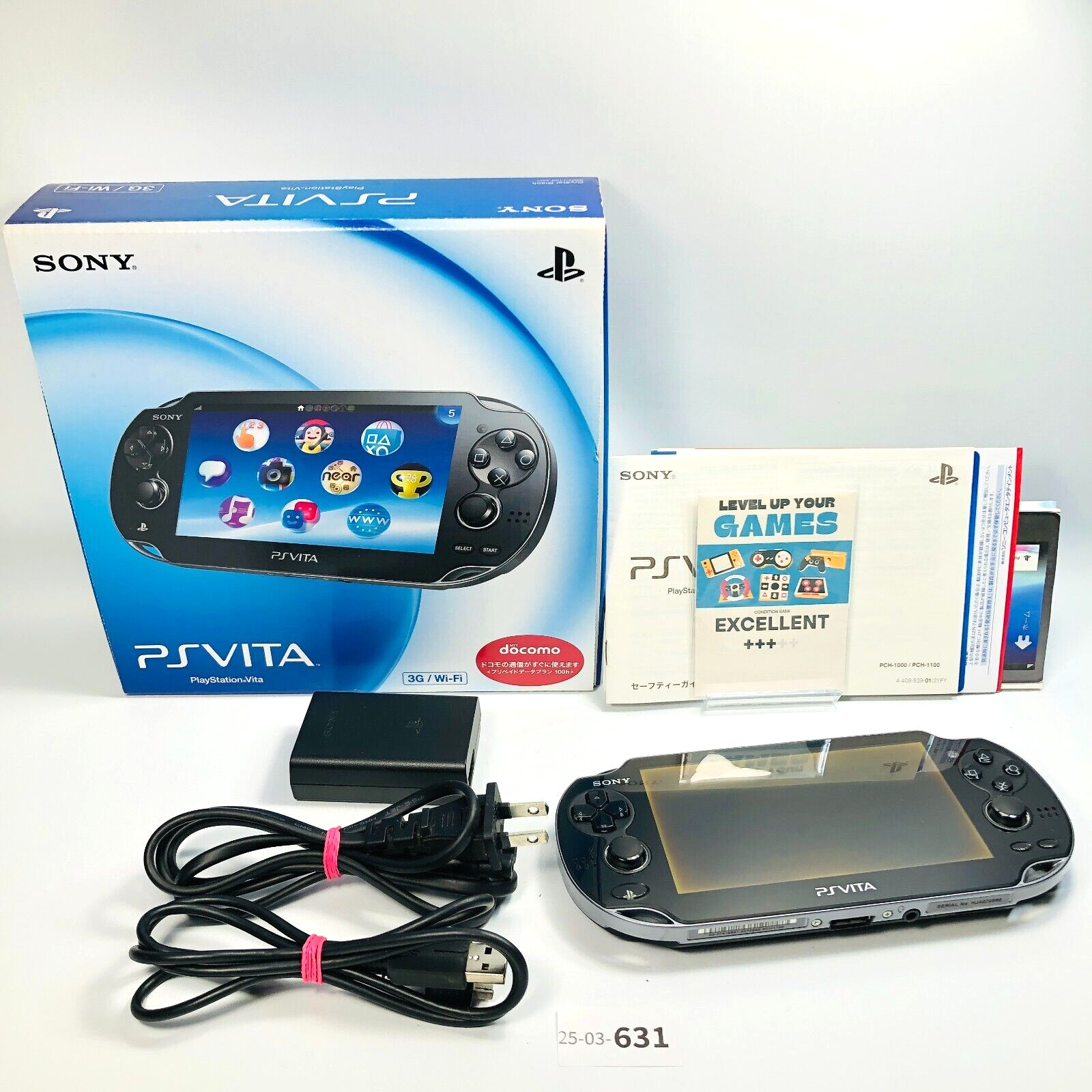 Nintendo Switch SONY PlayStationVITA PCH-1100 EX+++] SONY PS Vita PCH-1100 crystal Black 3G Wi-Fi Model