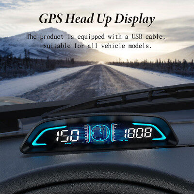 Digital Car HUD GPS Speedometer Head Up Display Compass Overspeed Alarm MPH KMH